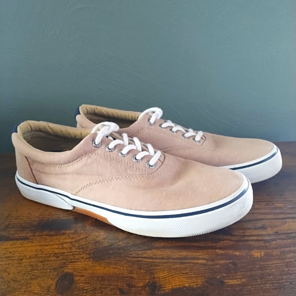 Sperry Top-Sider Men's 8M Lace Up Sneaker  Boat Shoes Beige/Tan Casual Coastal